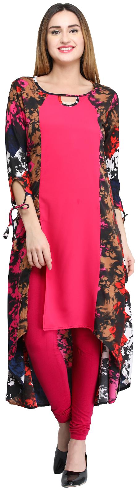 

Desi Knots Women Pink Printed Layered Kurta