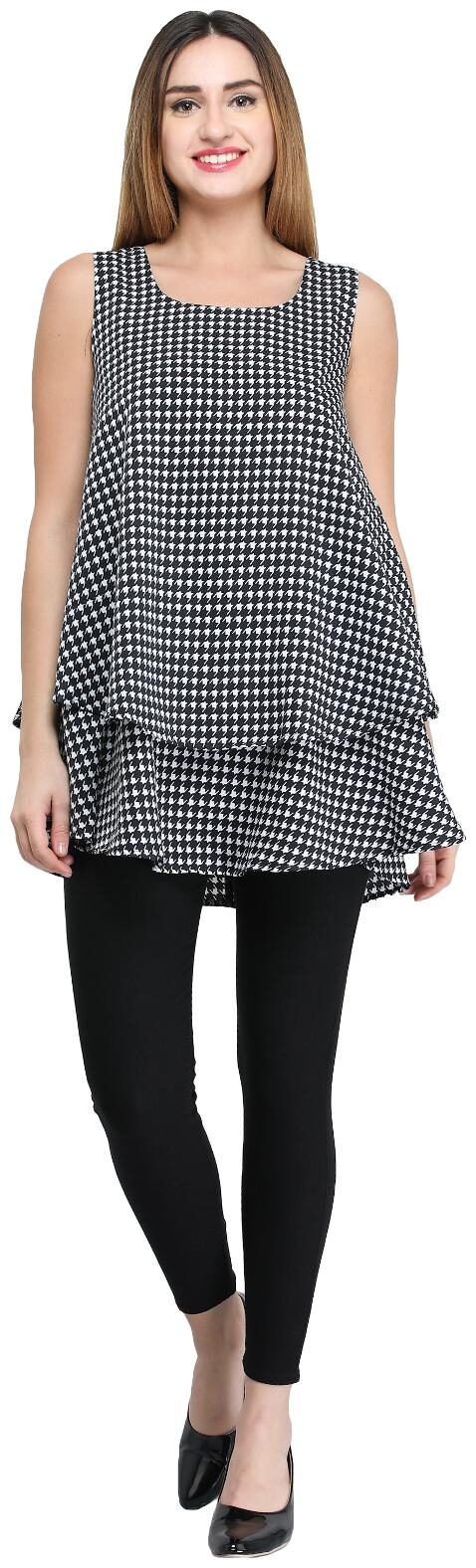 

Desi Knots Women Black Printed Layered Kurta
