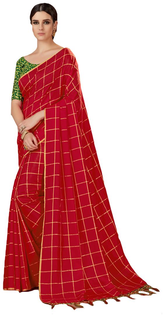 

DesiButik Party Wear Marvelous Red Two Tone Silk Saree