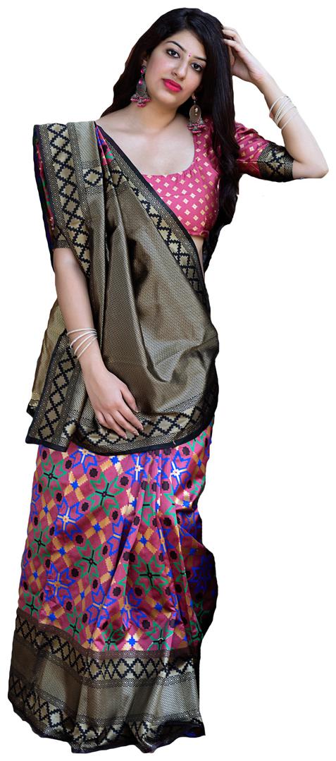

DesiButik Party Wear Alluring Multicolor Banarasi Silk Saree