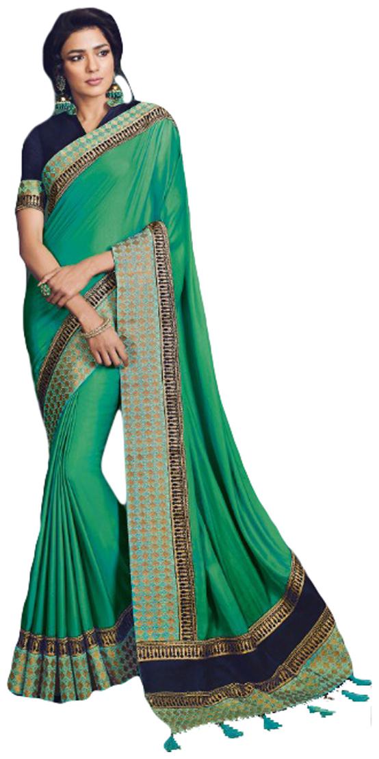 

DesiButik Party Wear Ravishing Green Fancy Fabric Saree