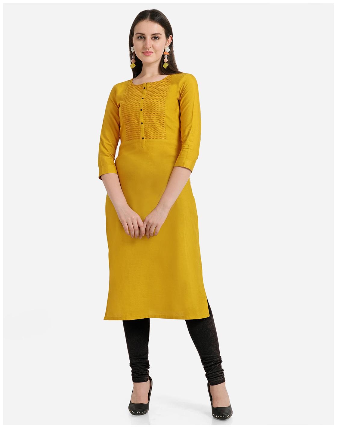 

Desibutik Women Yellow Solid Straight Kurti