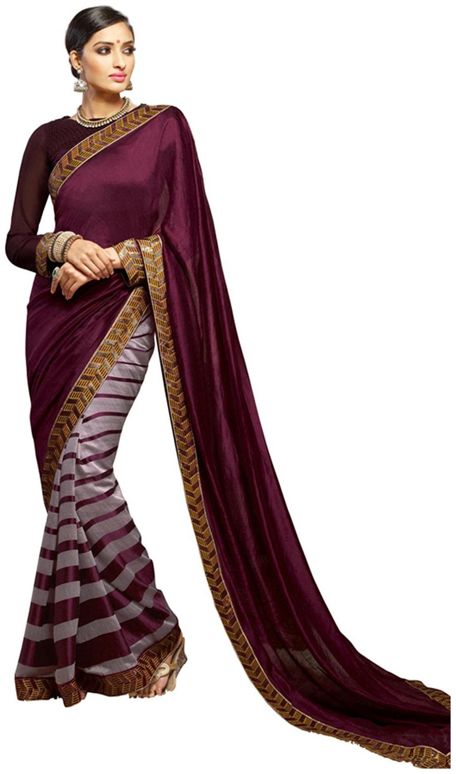 

DesiButik s Alluring Wine Viscose Saree