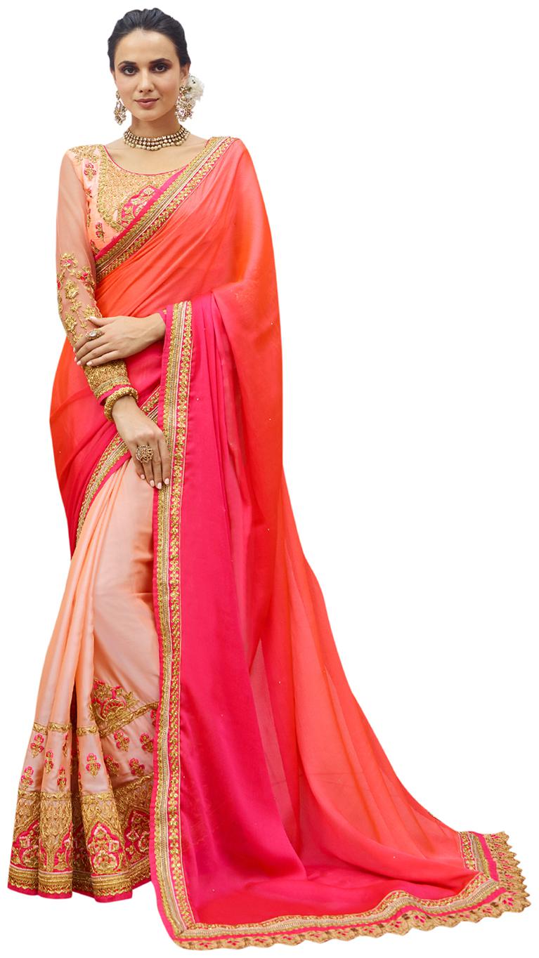 

DesiButik Women Party Wear Silk Universal Saree With Blouse Multi color