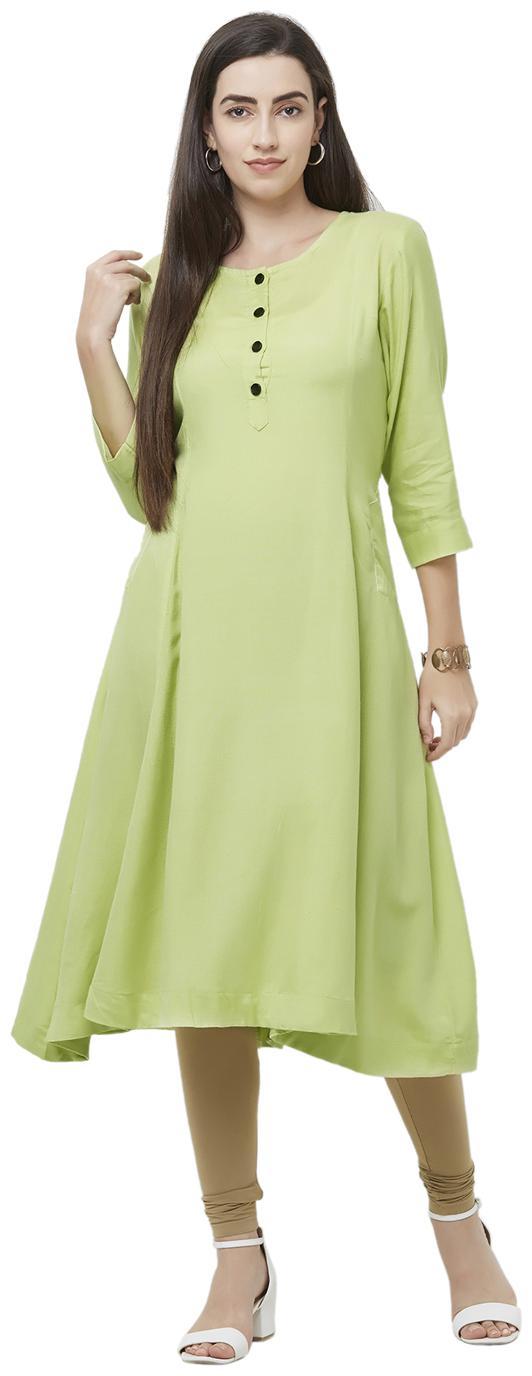 

Desibutik Women Green Solid Layered Kurta