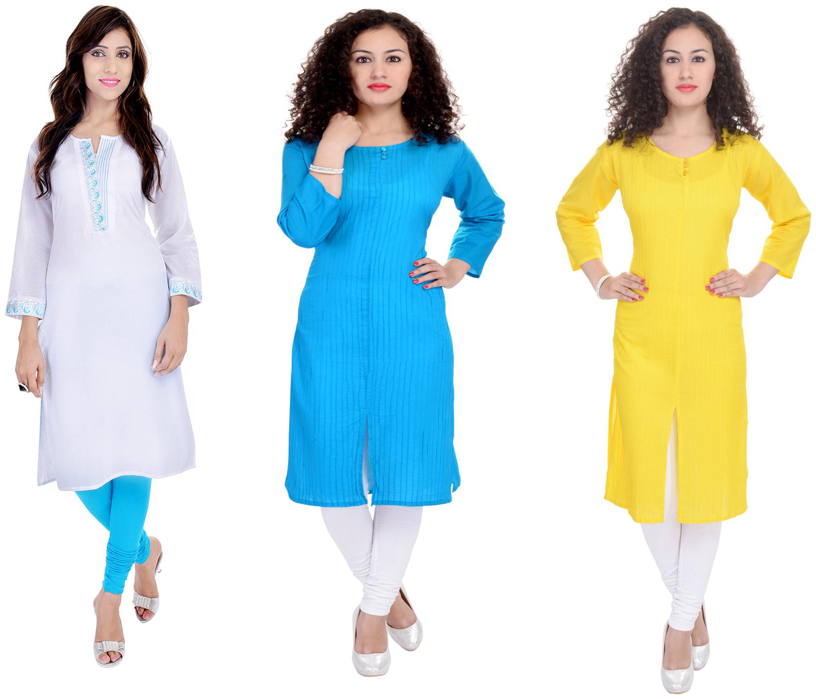 

Desier A-Line Kurta combo of casual Womens Kurti - Set of 3