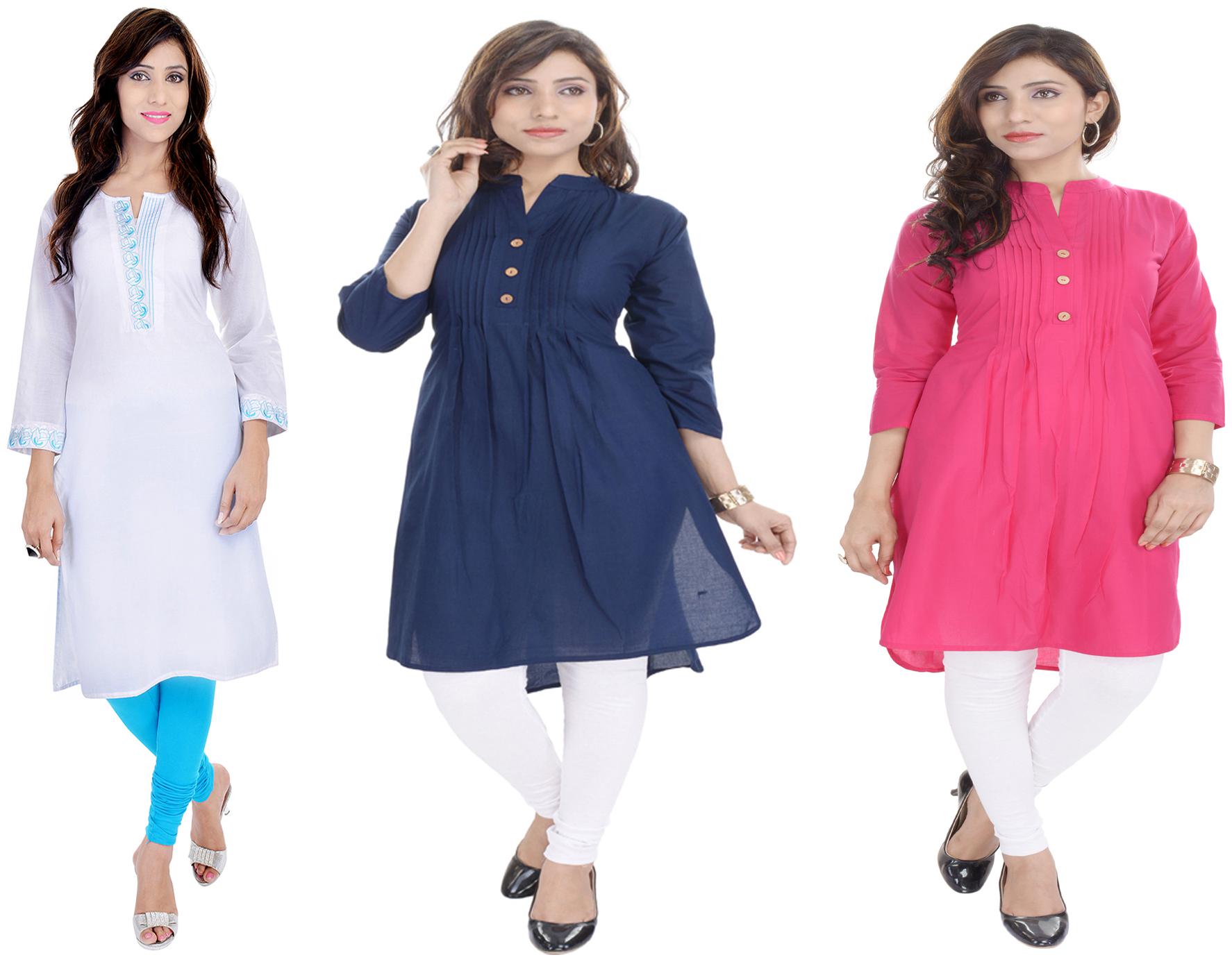 

Desier A-Line Kurta combo of casual Womens Kurti - Set of 3