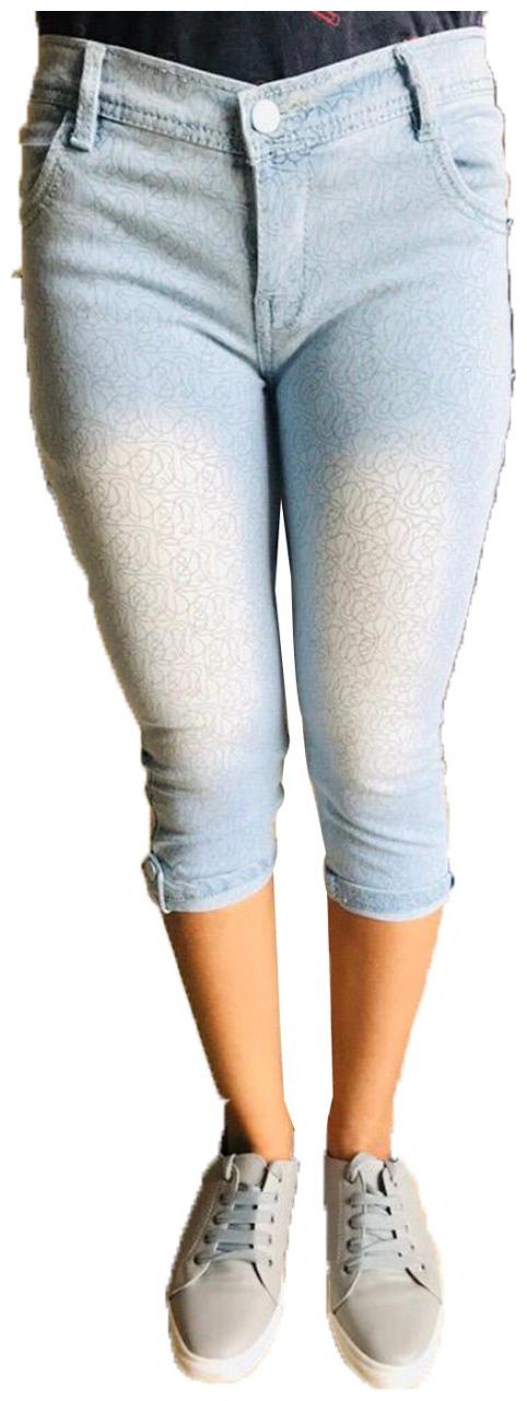 

XENCAT Women Striped Denim capri - Blue