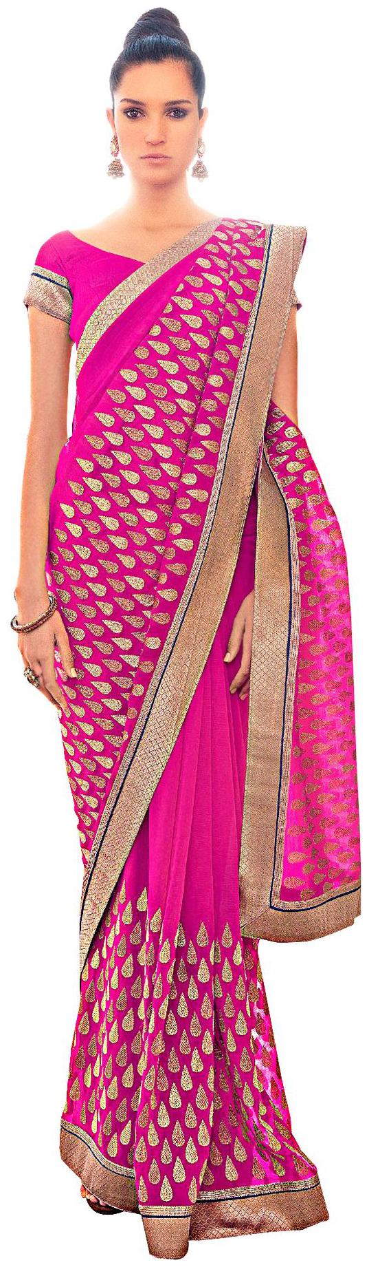 

Designer Partywear Pink Embroidered Chiffon Saree SC2561