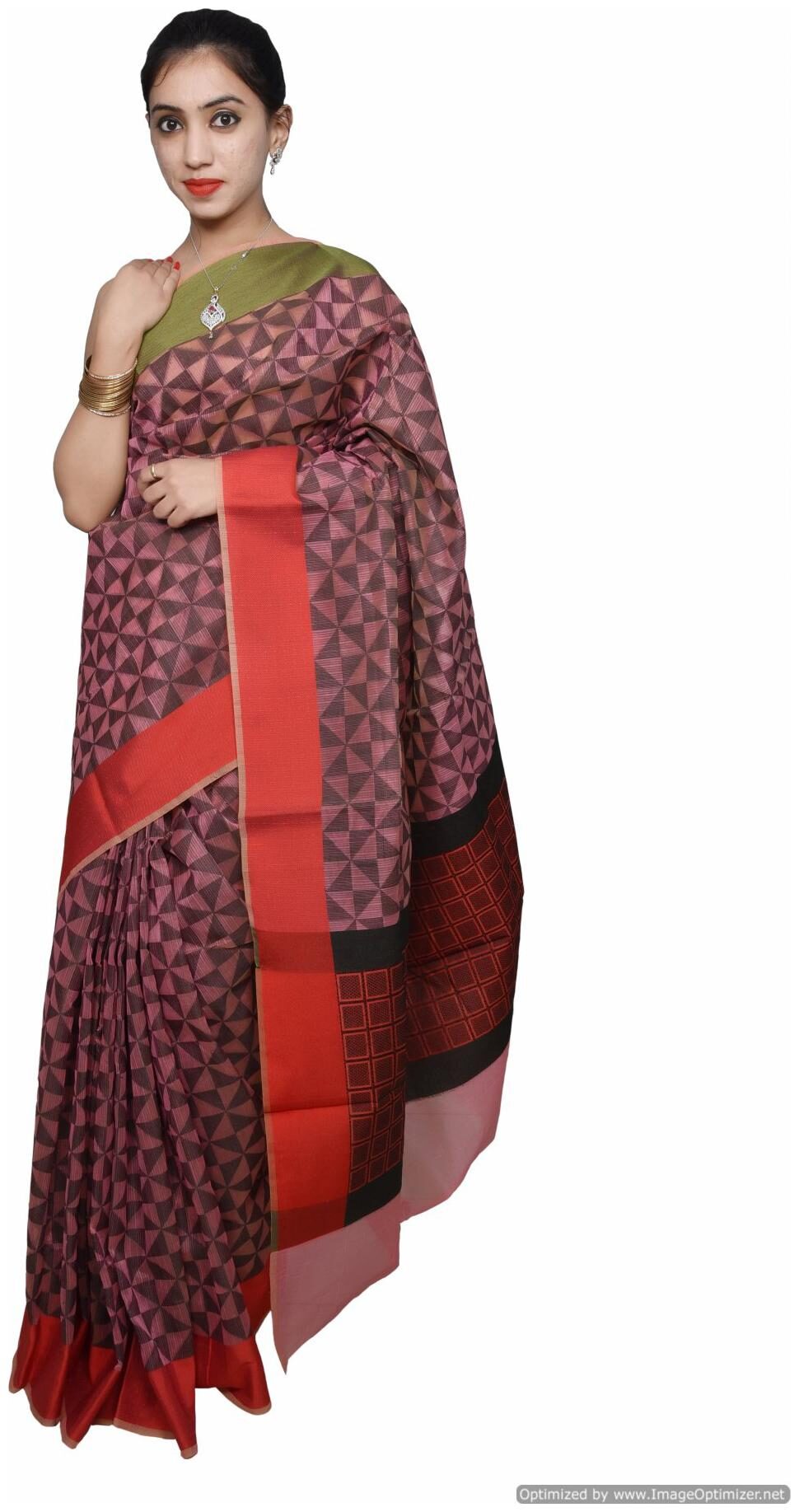 

Designer Pink Printed Weaven Palla Kota Cotton Saree KCS113