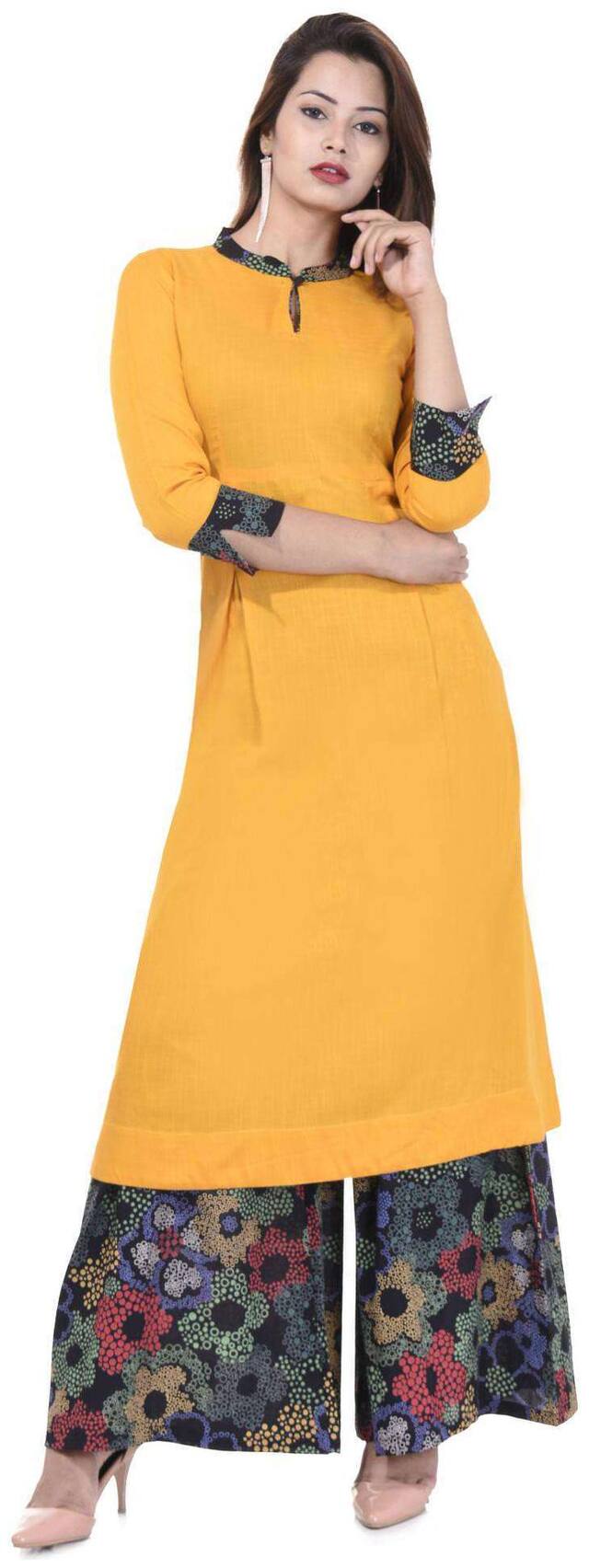 Yash Gallery Women Yellow Printed A Line Kurta