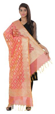 

Devam Women s Orange Gold Color Ethically Hand Crafted Designer Woven Dupatta With Zari