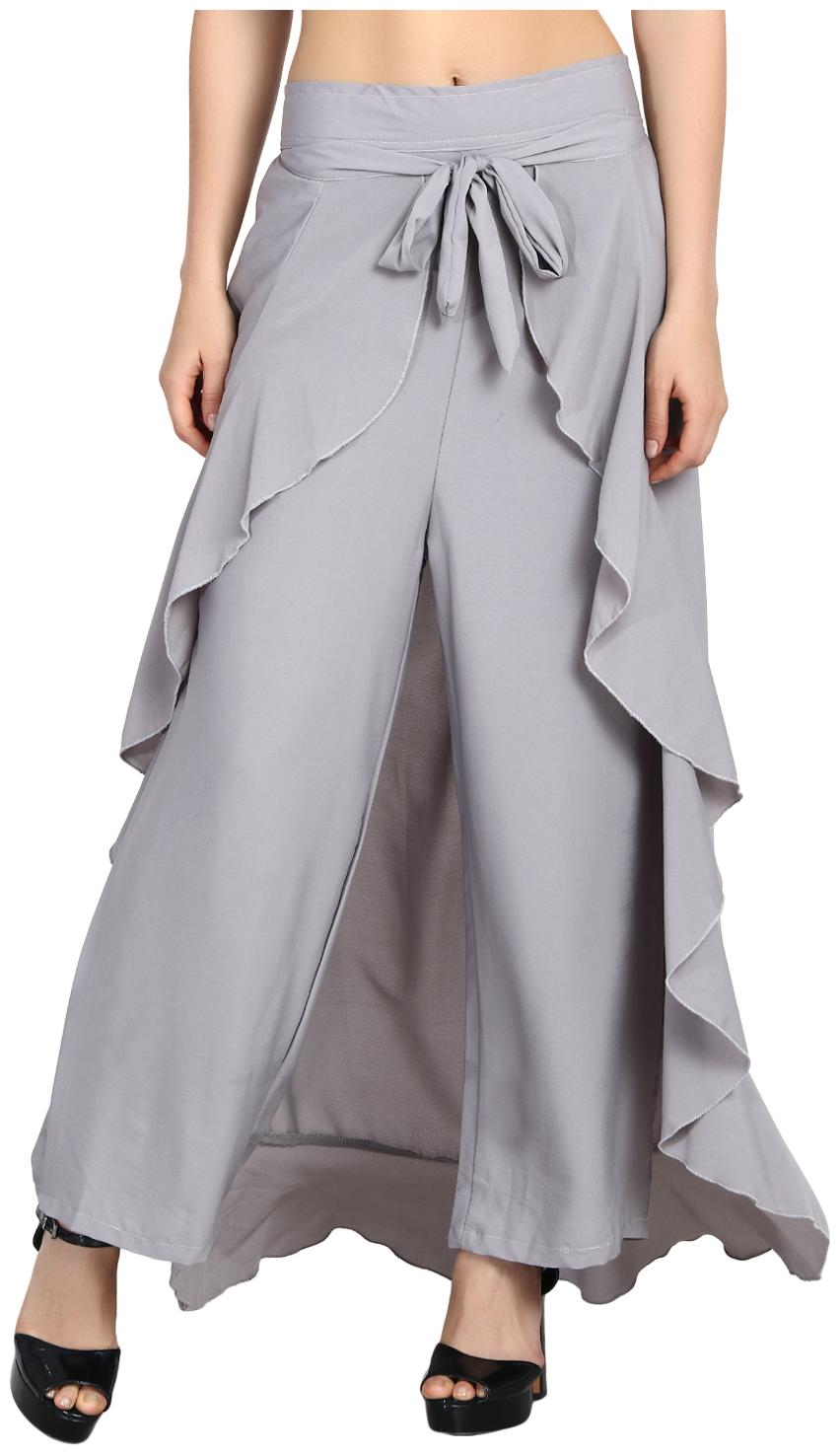 

Devilal Sons Grey Solid Flared Palazzo