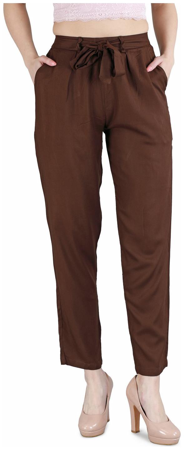 

Devs And Divas Women Viscose Rayon Solid Regular Pant (Brown)