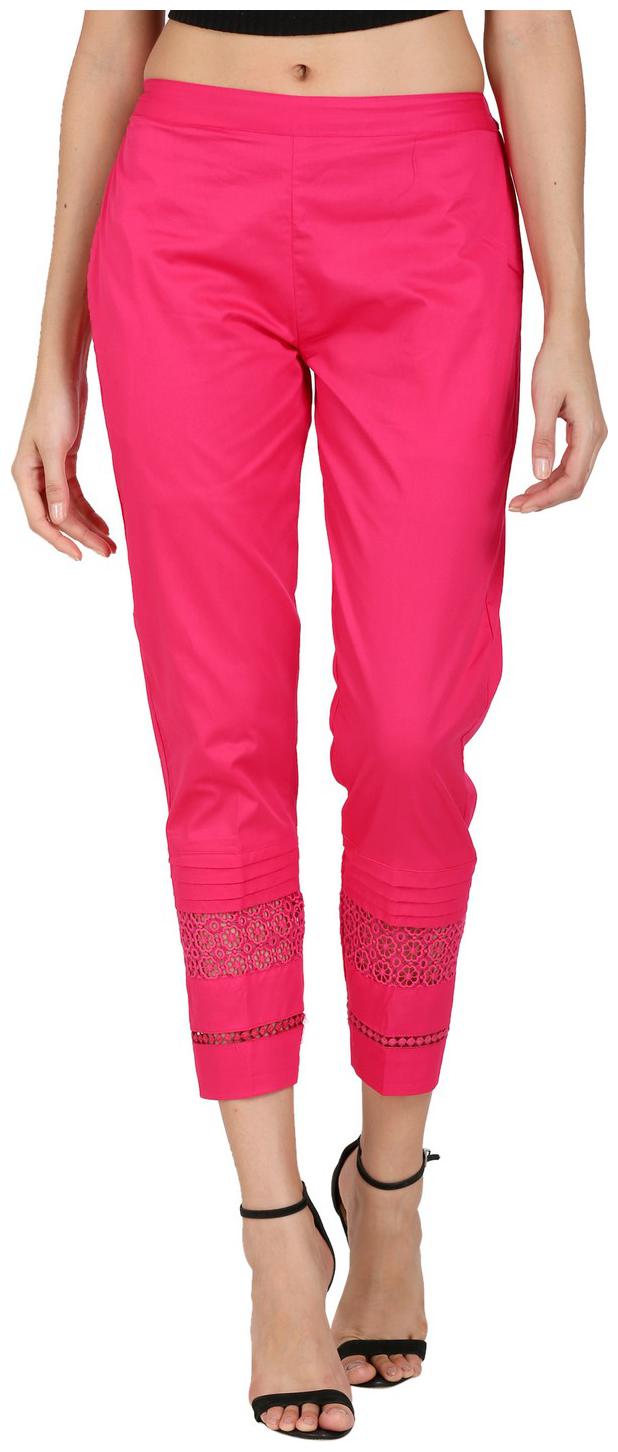 

DEVS AND DIVAS Women Blended Solid Pink Trouser