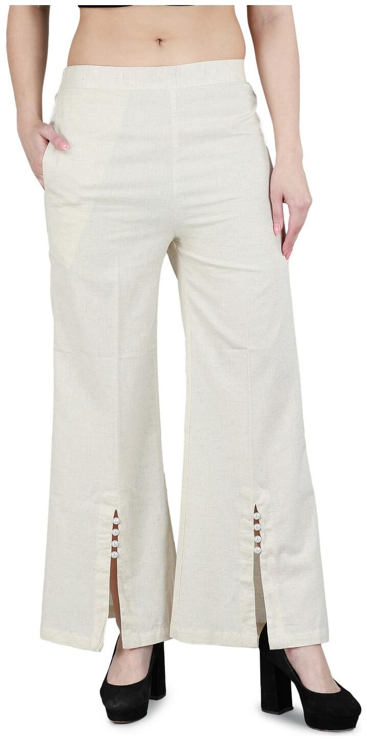 

DEVS AND DIVAS White Solid Flared Palazzo