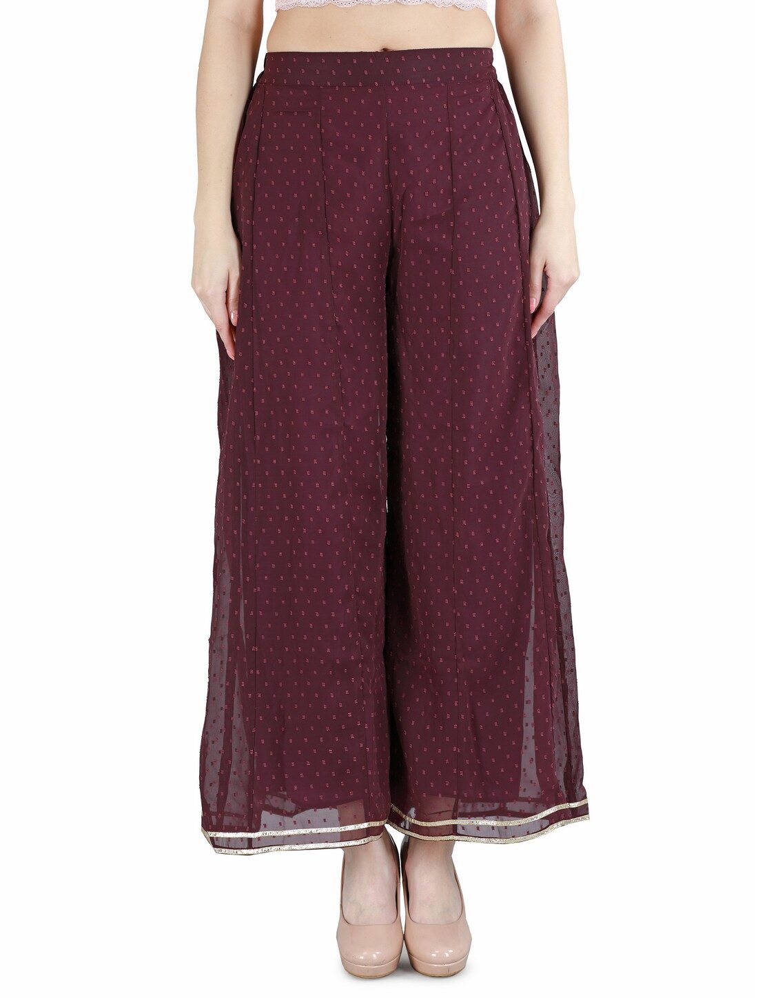 

DEVS AND DIVAS Purple Printed Straight Palazzo
