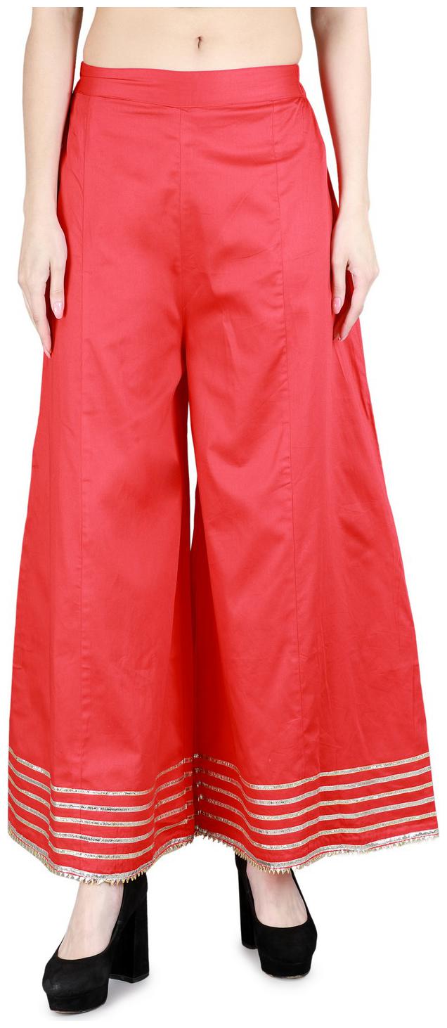 

DEVS AND DIVAS Red Solid Flared Palazzo