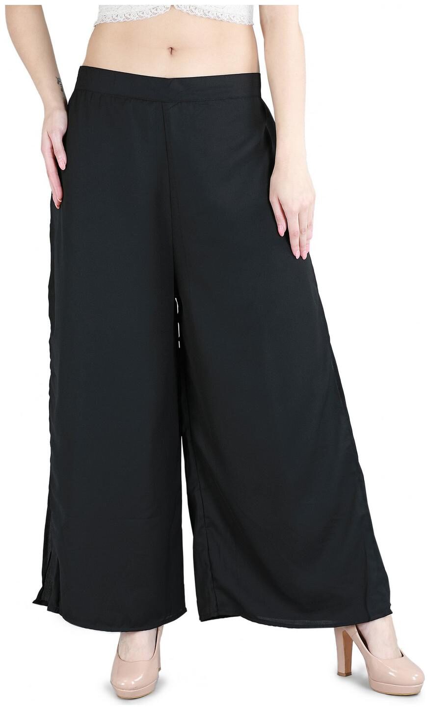 

DEVS AND DIVAS Black Solid Straight Palazzo