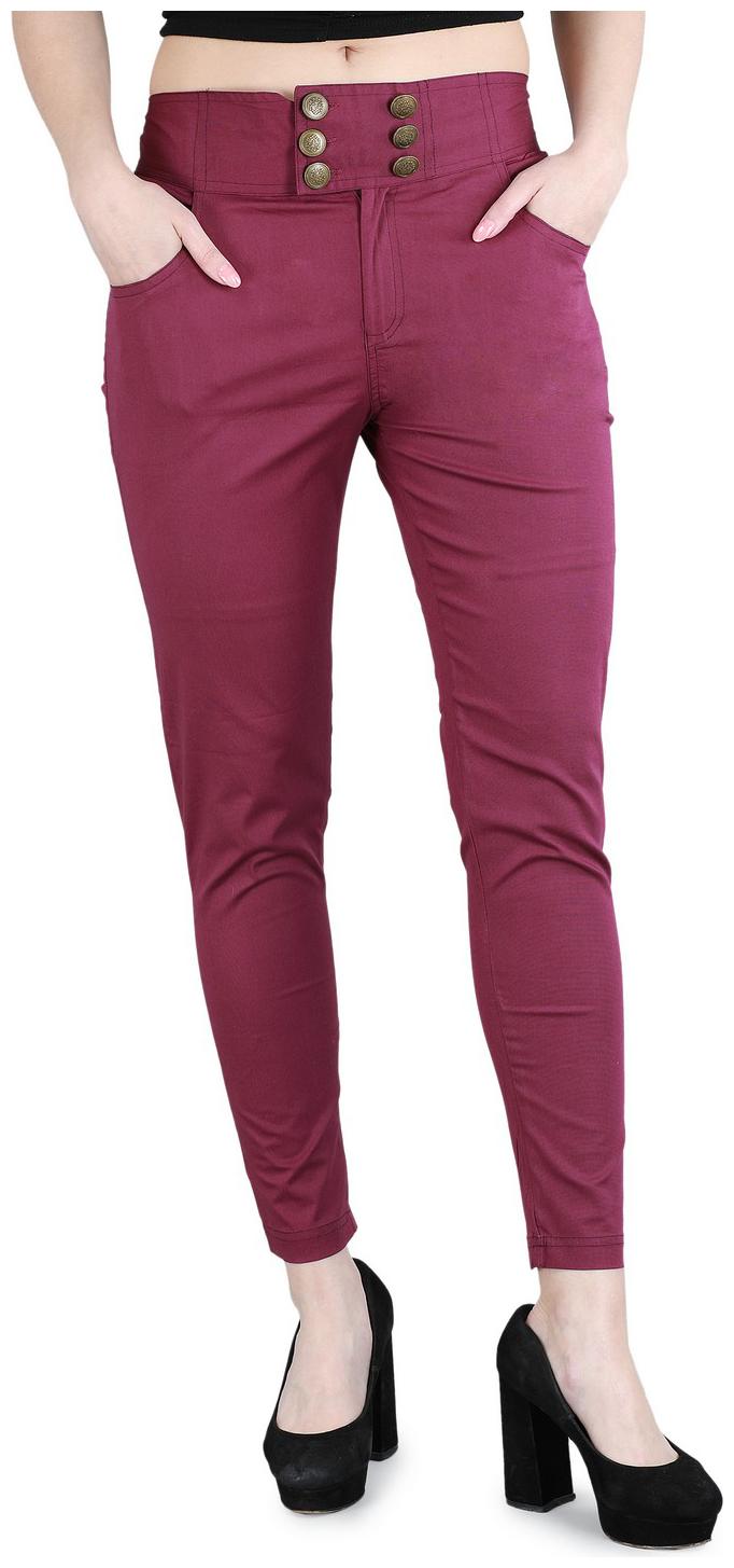 

DEVS AND DIVAS Women Cotton Solid Purple Pant