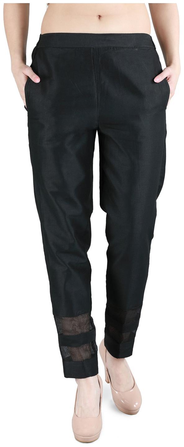 

Devs And Divas Women Silk Solid Regular Pant (Black)