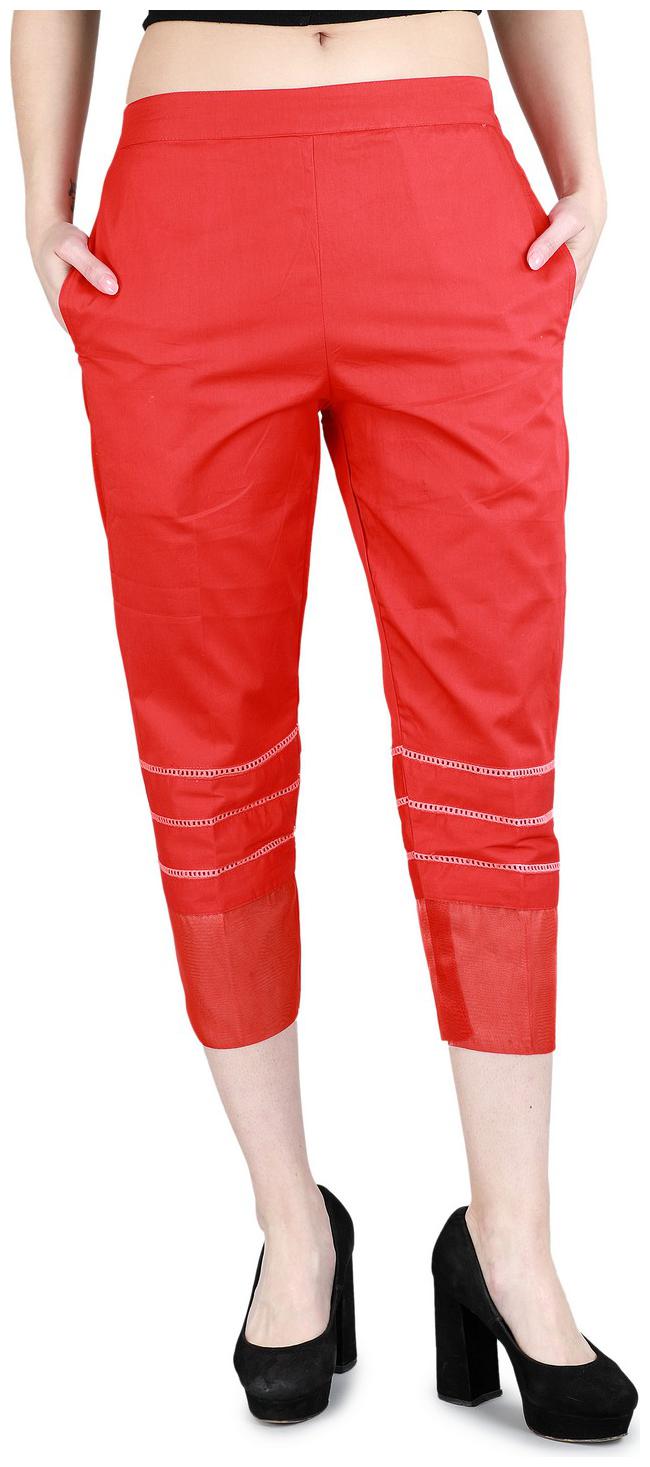 

DEVS AND DIVAS Women Solid Regular capri - Red