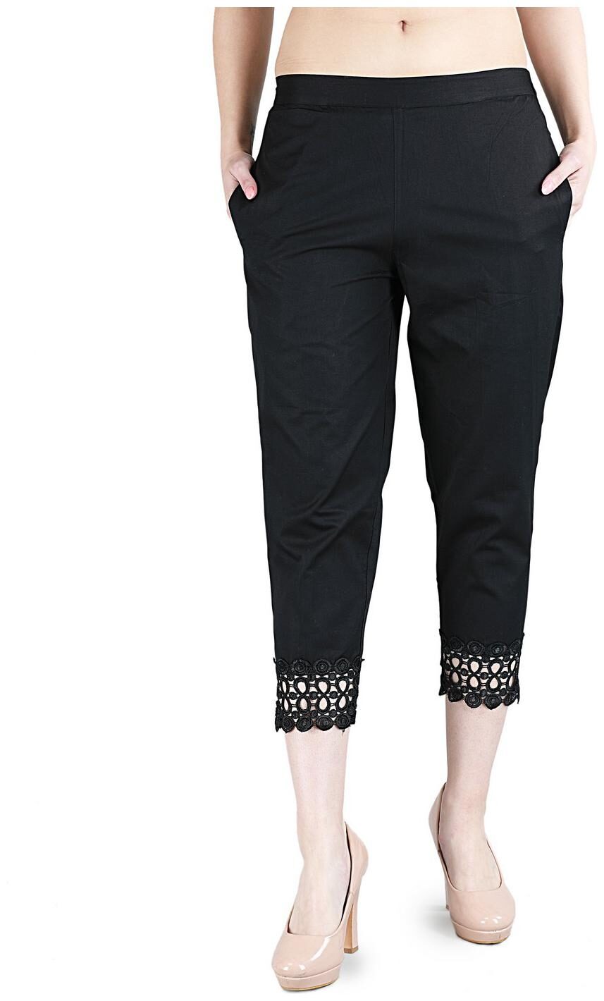 

Devs And Divas Women Cotton Solid Cropped Pant (Black)