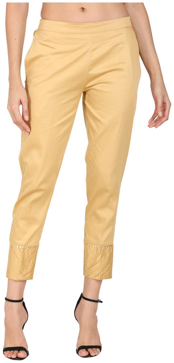 

DEVS AND DIVAS Women Blended Solid Beige Trouser