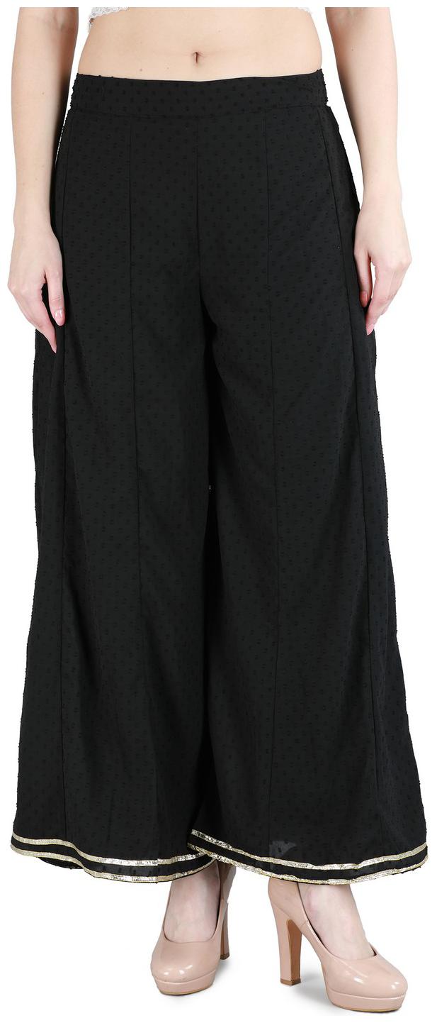 

DEVS AND DIVAS Black Solid Straight Palazzo
