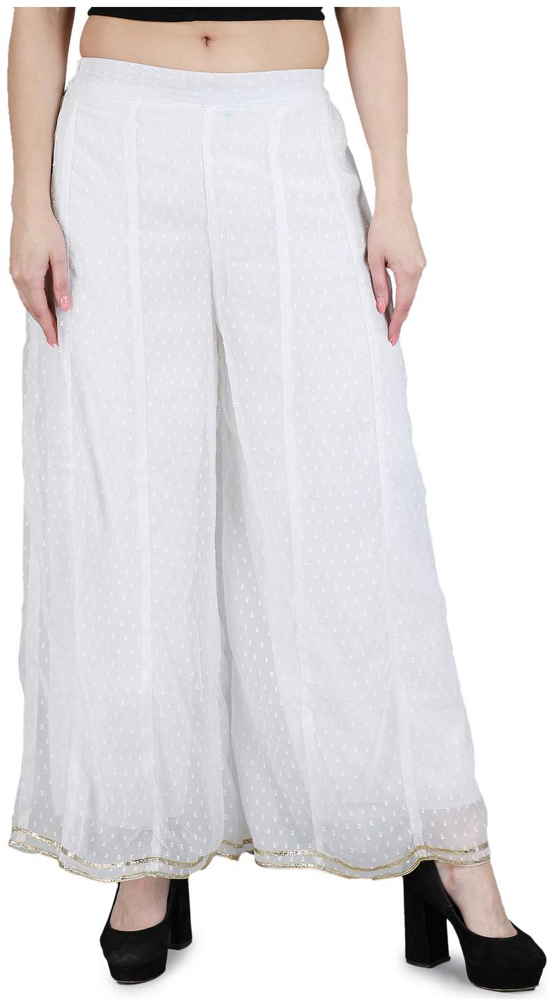 

DEVS AND DIVAS White Floral Straight Palazzo