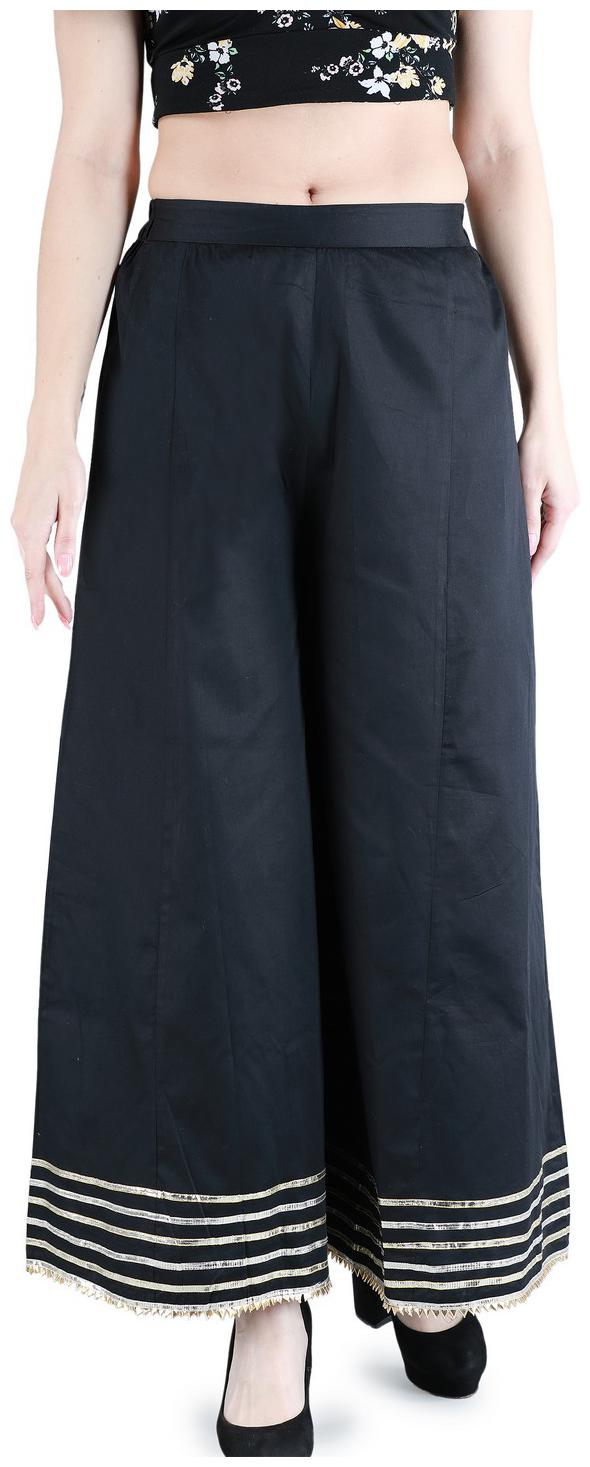 

DEVS AND DIVAS Black Solid Flared Palazzo