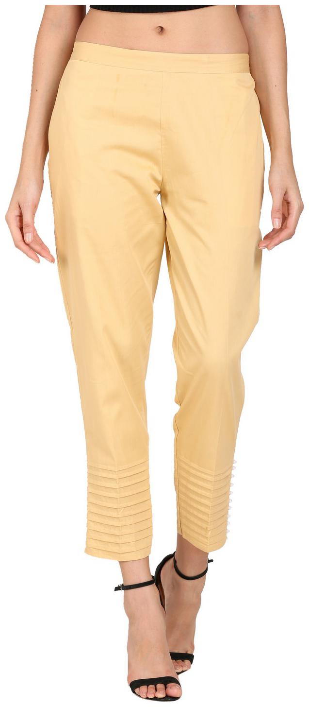 

DEVS AND DIVAS Women Blended Solid Beige Trouser