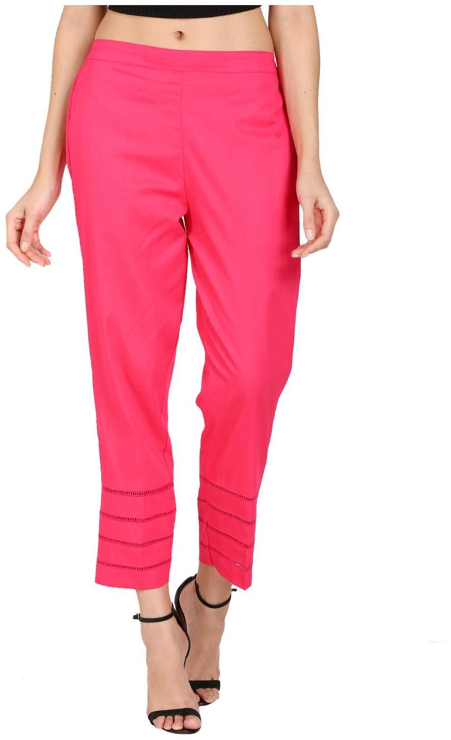 

DEVS AND DIVAS Women Cotton Solid Pink Trouser