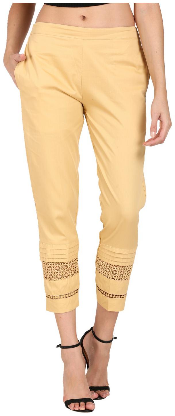 

DEVS AND DIVAS Women Blended Solid Beige Trouser