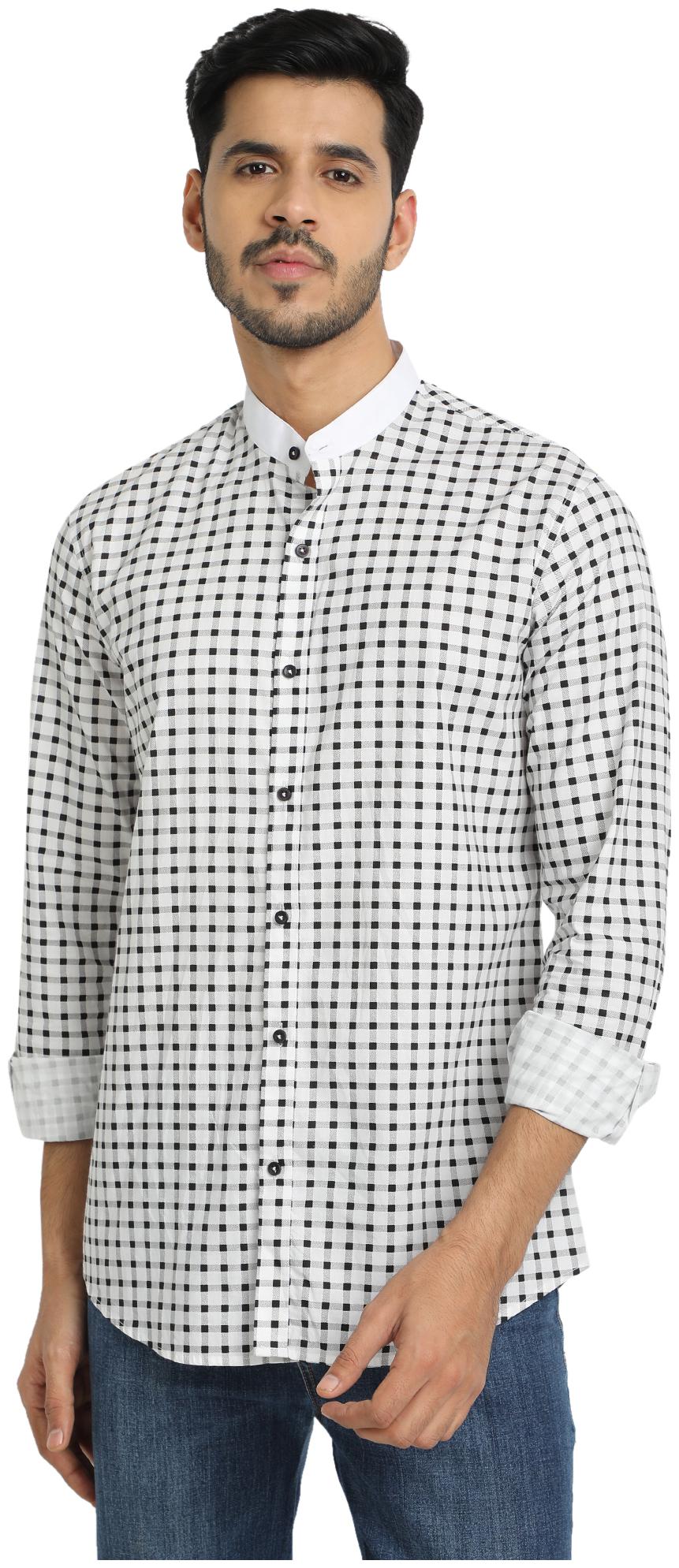 

DEZANO Men Black White Checked Regular Fit Casual Shirt