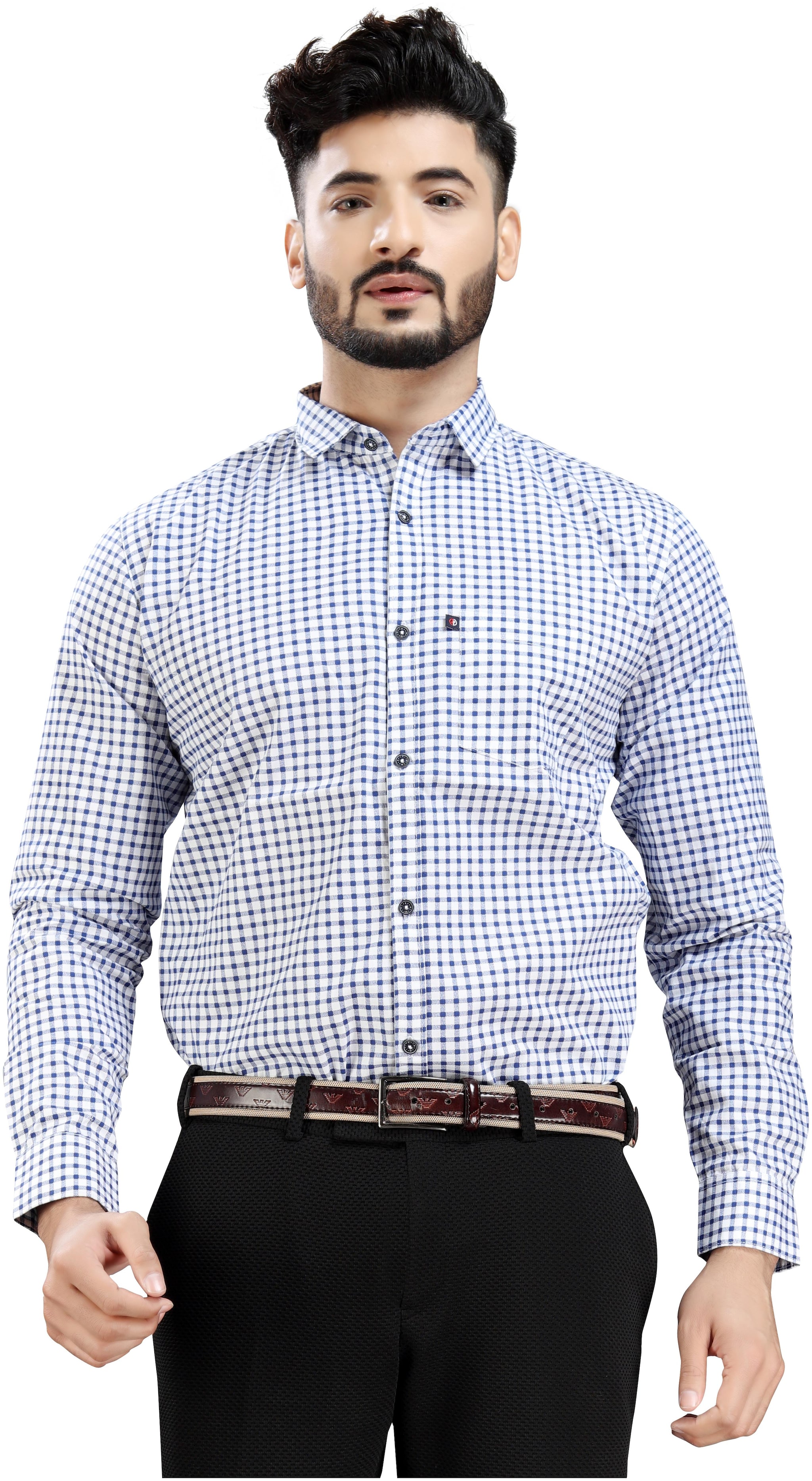 

DEZANO Men Blue Checked Regular Fit Casual Shirt