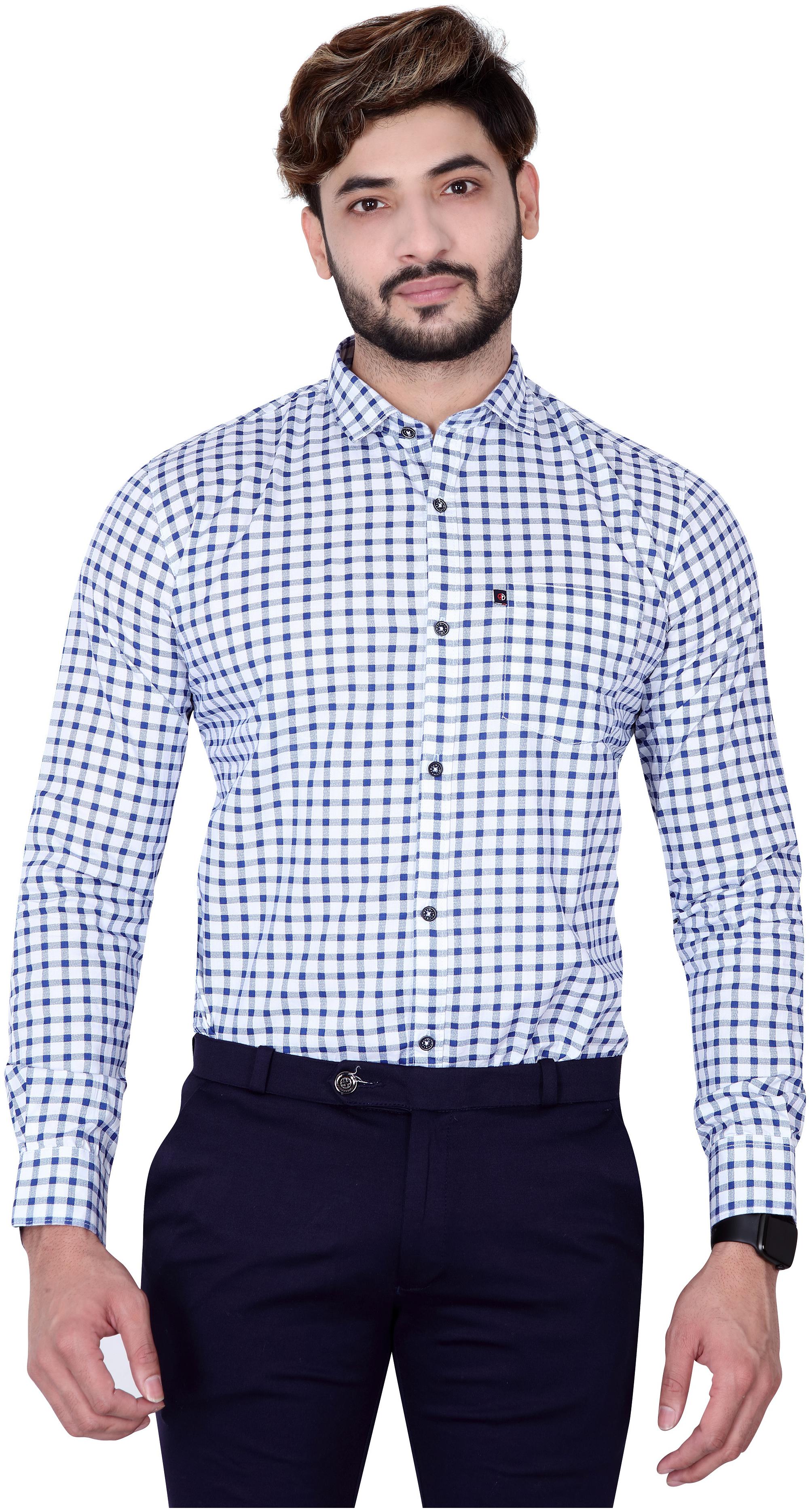 

DEZANO Men Blue Checked Regular Fit Casual Shirt