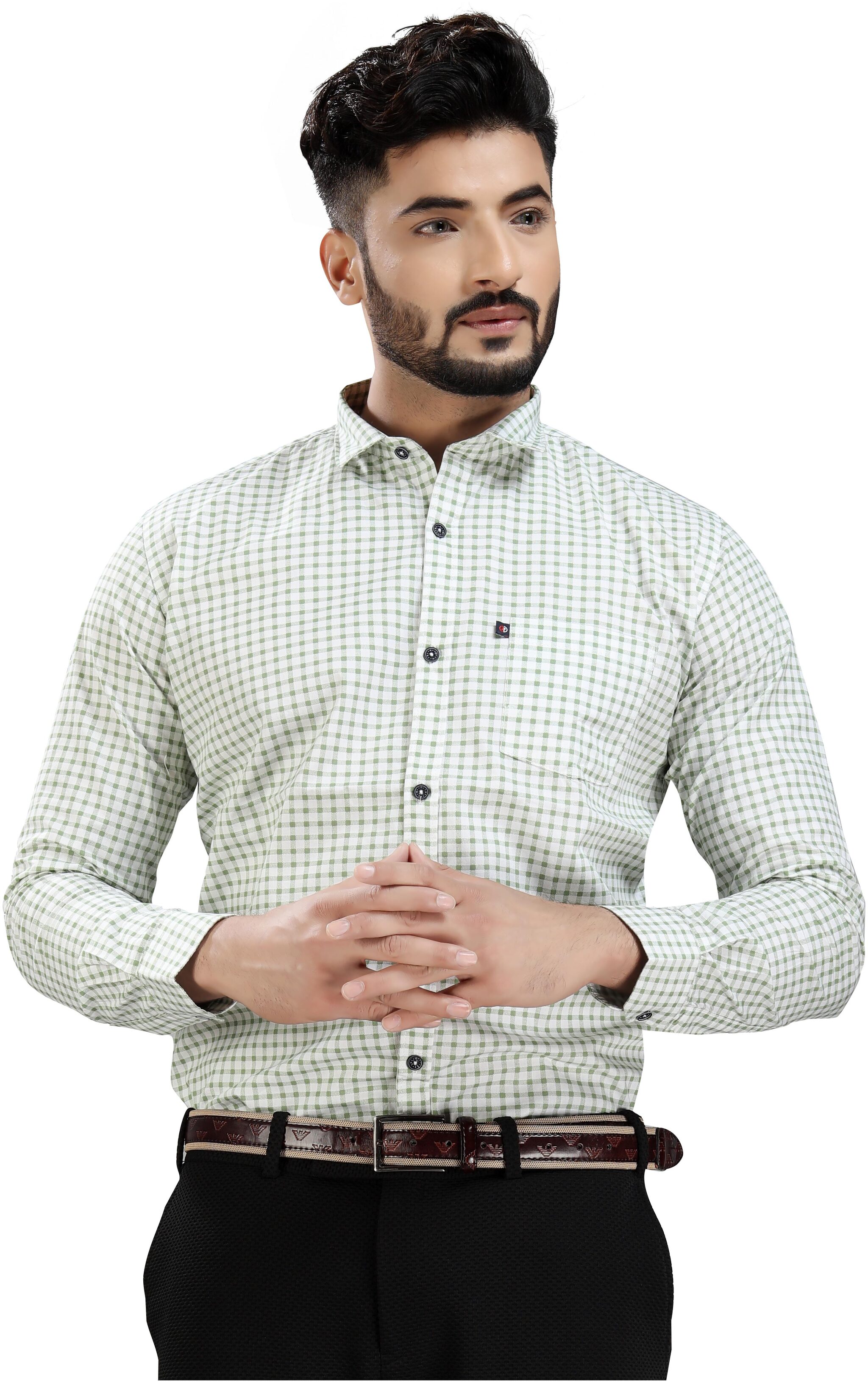 

DEZANO Men Green Checked Regular Fit Casual Shirt