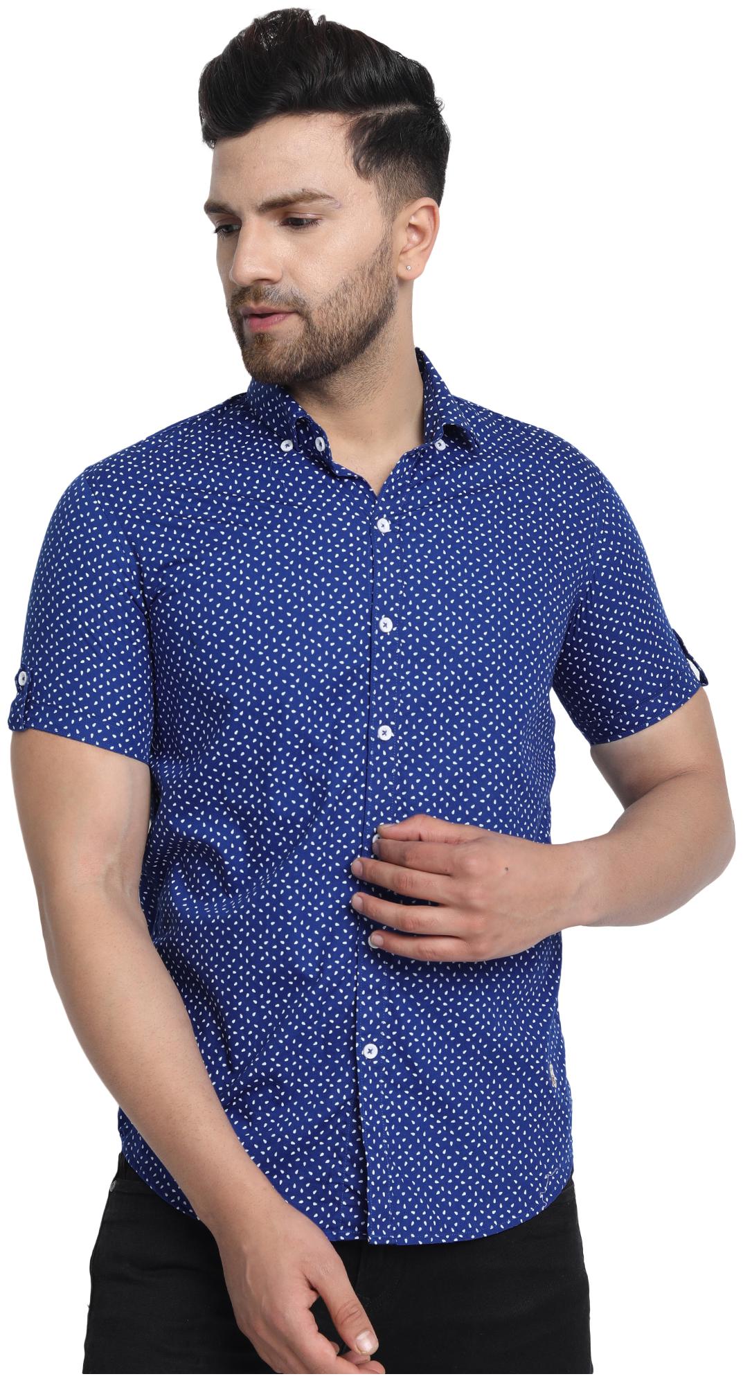 

DEZANO Men Blue Printed Regular Fit Casual Shirt