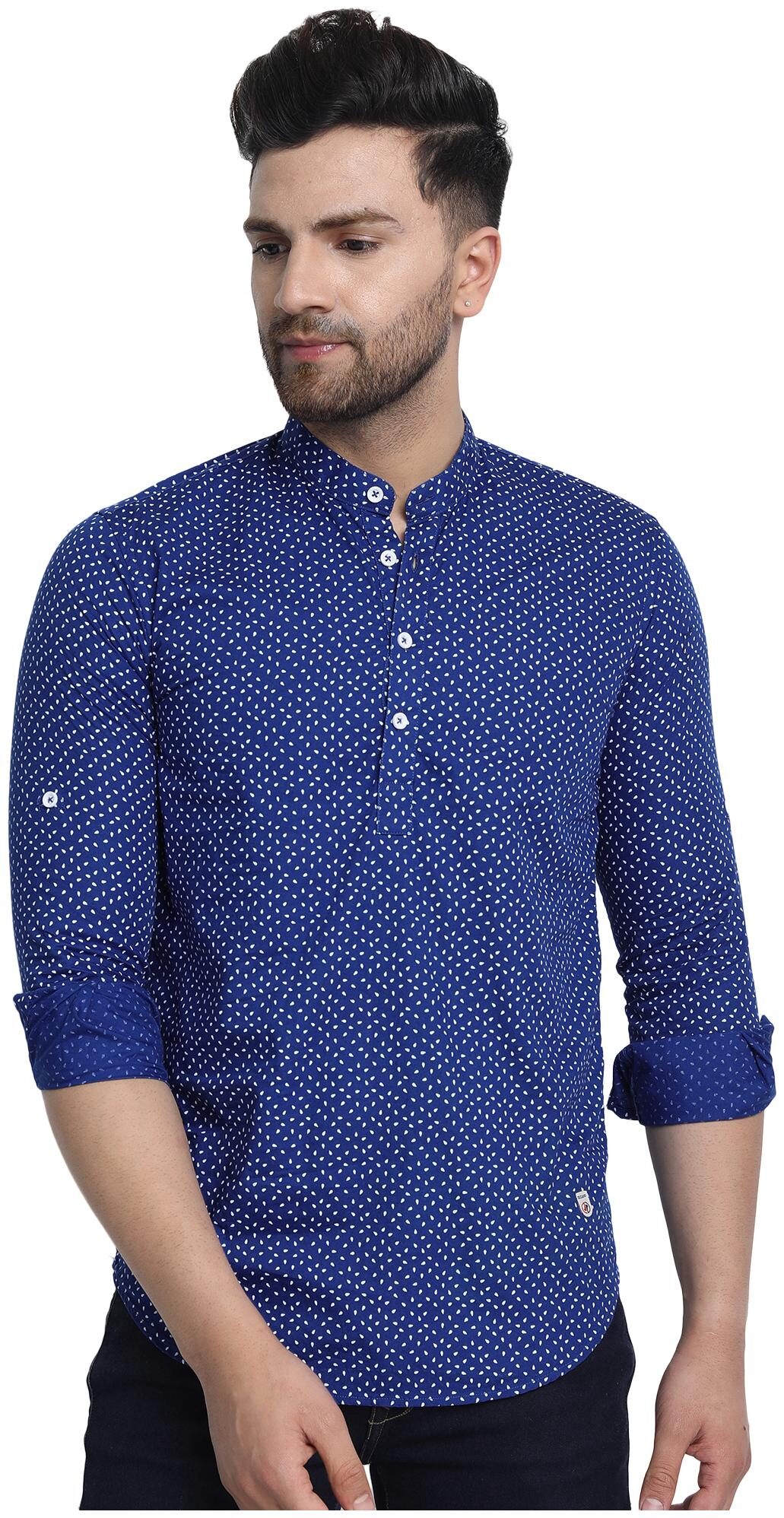 

DEZANO Men Blue Printed Regular Fit Casual Shirt