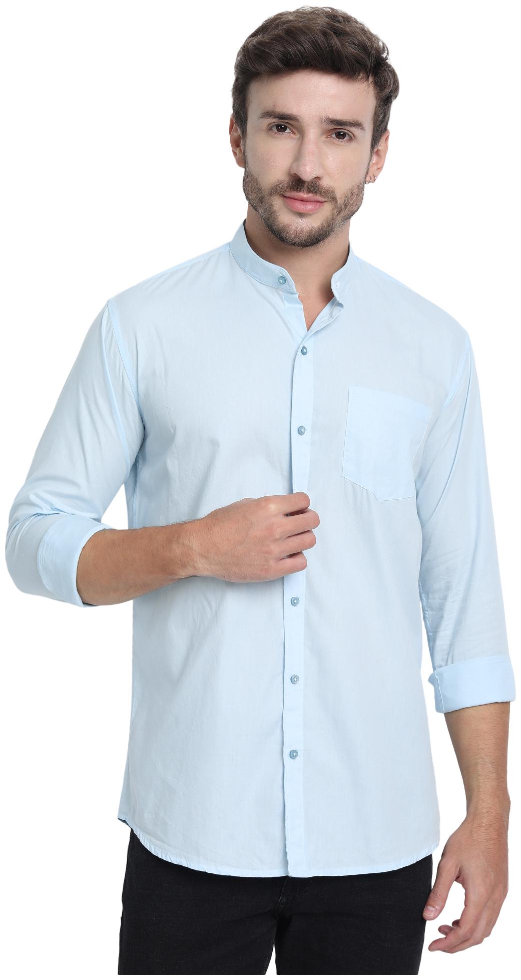 

DEZANO Men Blue Solid Regular Fit Casual Shirt
