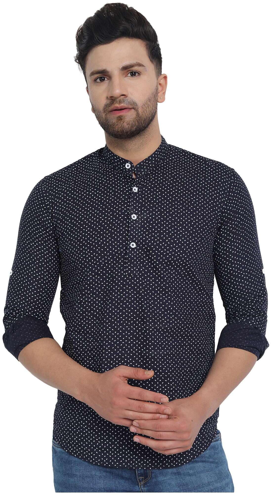 

DEZANO Men Navy Blue Printed Regular Fit Casual Shirt