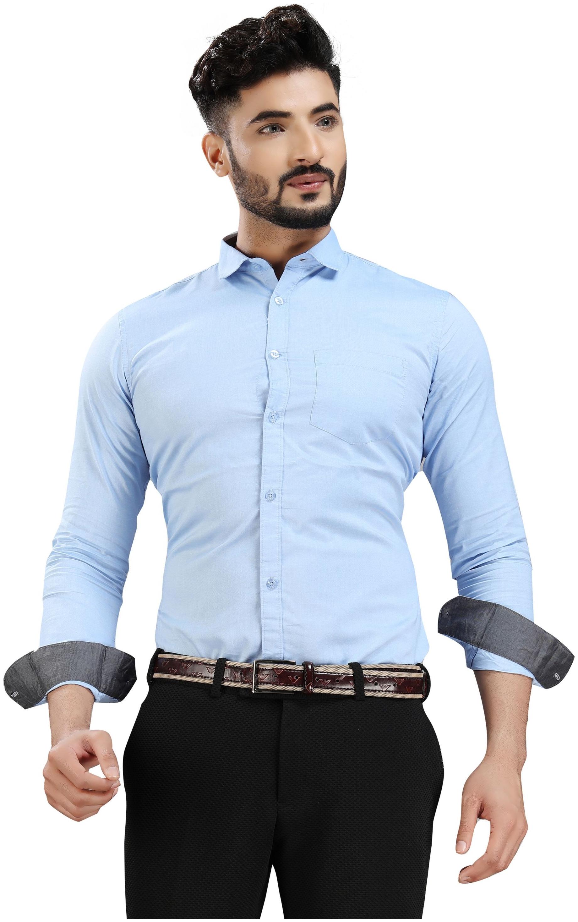 

DEZANO Men Blue Solid Regular Fit Casual Shirt