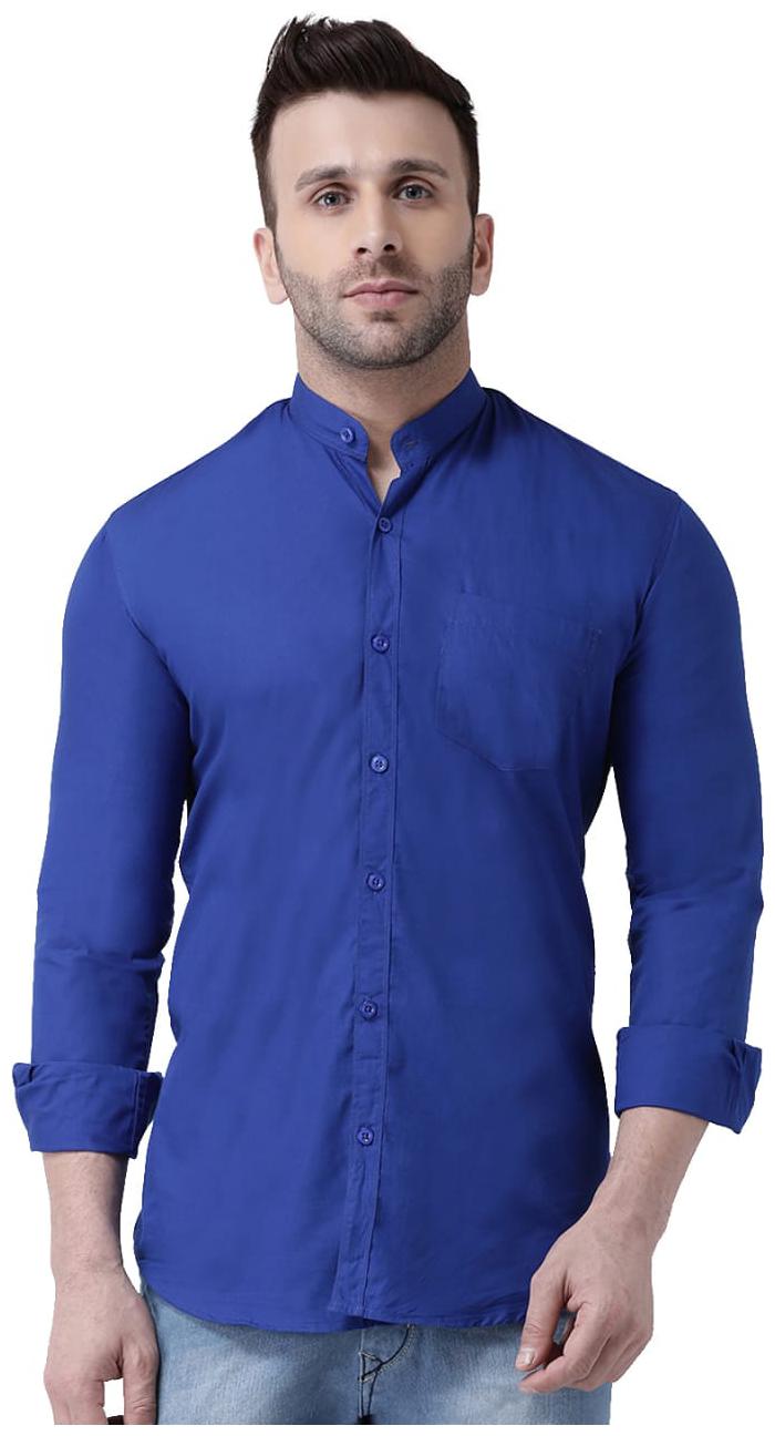 

DEZANO Men Blue Solid Regular Fit Casual Shirt