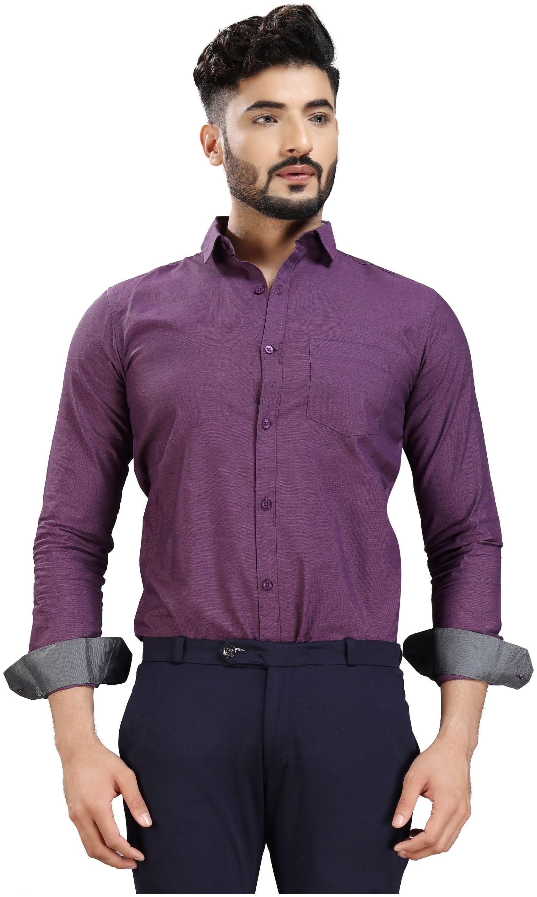 

DEZANO Men Purple Solid Regular Fit Casual Shirt