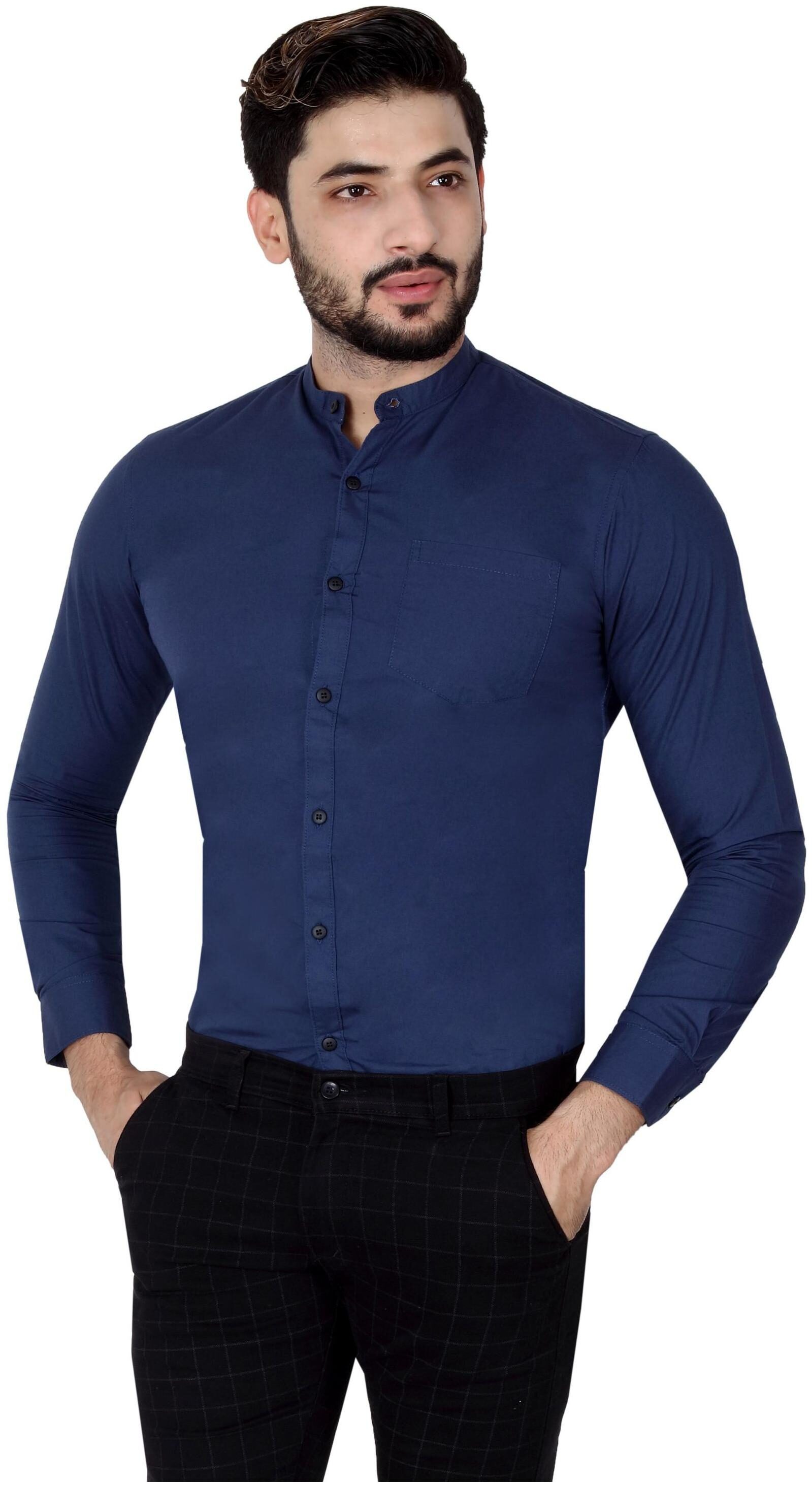 

DEZANO Men Navy Blue Solid Regular Fit Casual Shirt
