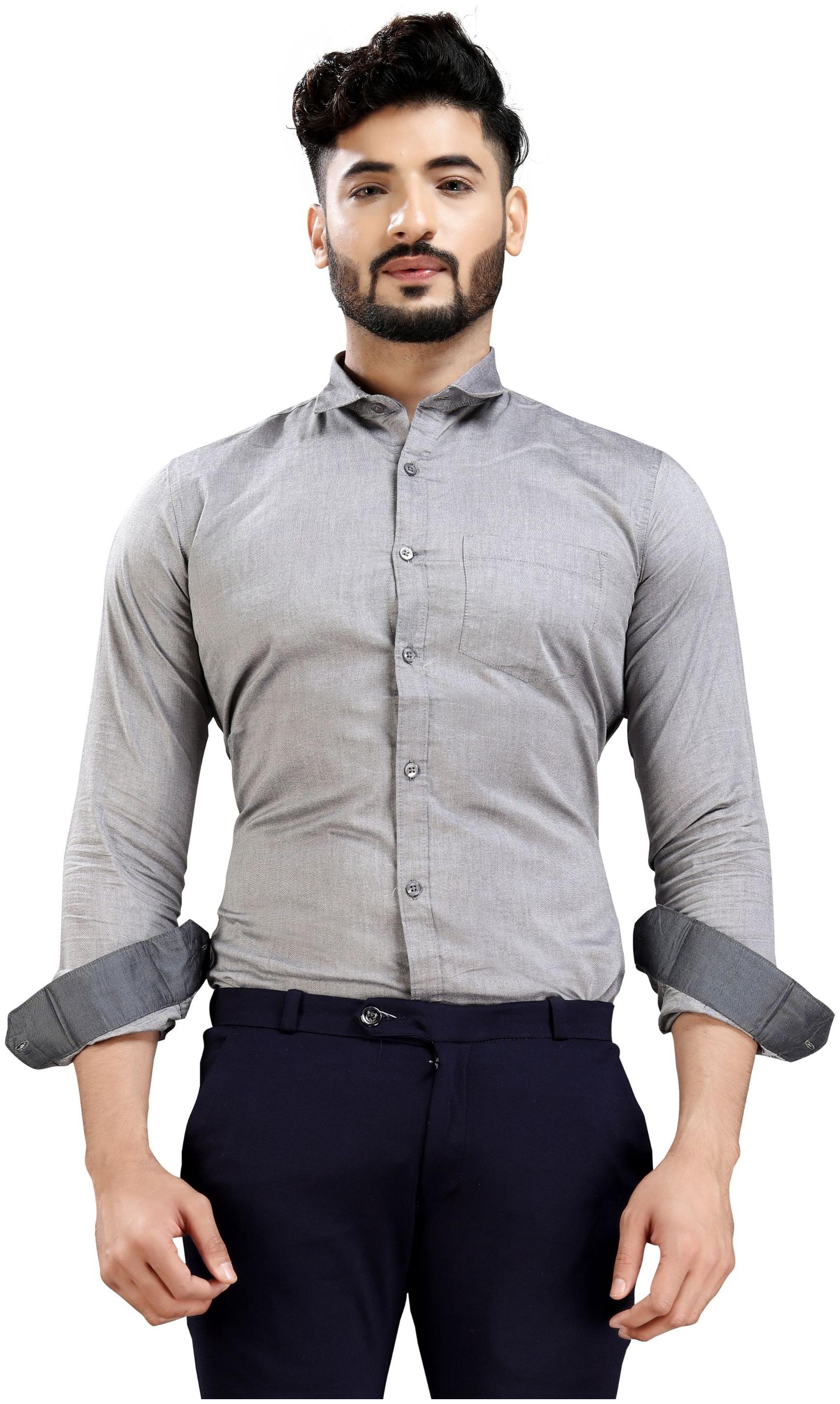 

DEZANO Men Grey Solid Regular Fit Casual Shirt