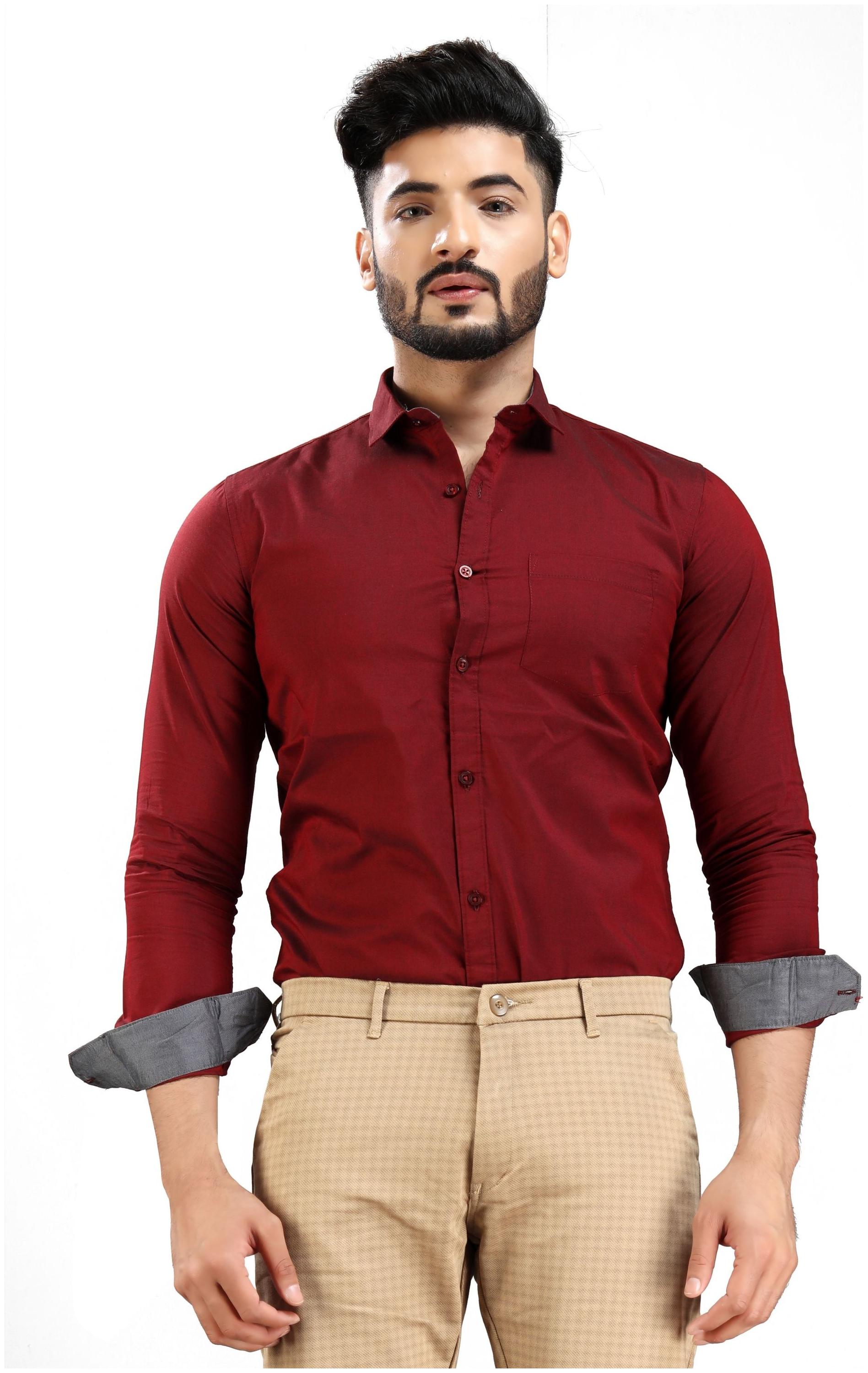 

DEZANO Men Maroon Solid Regular Fit Casual Shirt