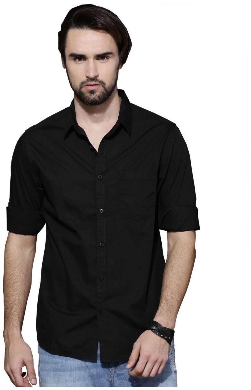 

DEZANO Men Black Solid Regular Fit Casual Shirt