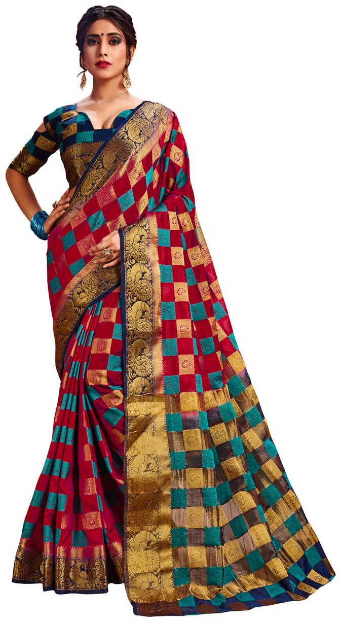

Dhandai Fashion Women Silk Multi Saree With Blouse
